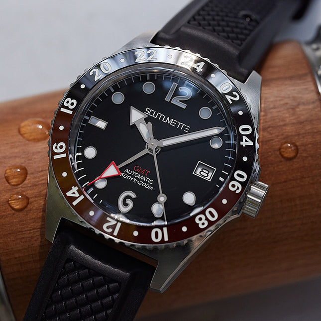 NH34 Auto GMT Ceramic Bezel Homage Watch Rubber T062